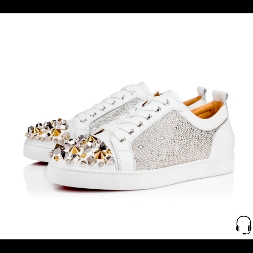 Christian Louboutin Louis Junior Mix Strass In Version Snow, size 40, worn
